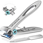 DRMODE Nail Clippers for Men Thick Nails, 16MM Wide Jaw Opening | Large Toe Nail Clippers for Thick Nails for Senior, Sharp Heavy Duty Finger Nail Clippers Adult Cutter for Tough Nail, Silver
