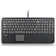 Perixx PERIBOARD-534 US, Wired Compact USB Keyboard with Touchpad - X Type Scissor Keys - 15.63x7.80x1.18 inches - Build-in 2 USB Hubs and Number Pad