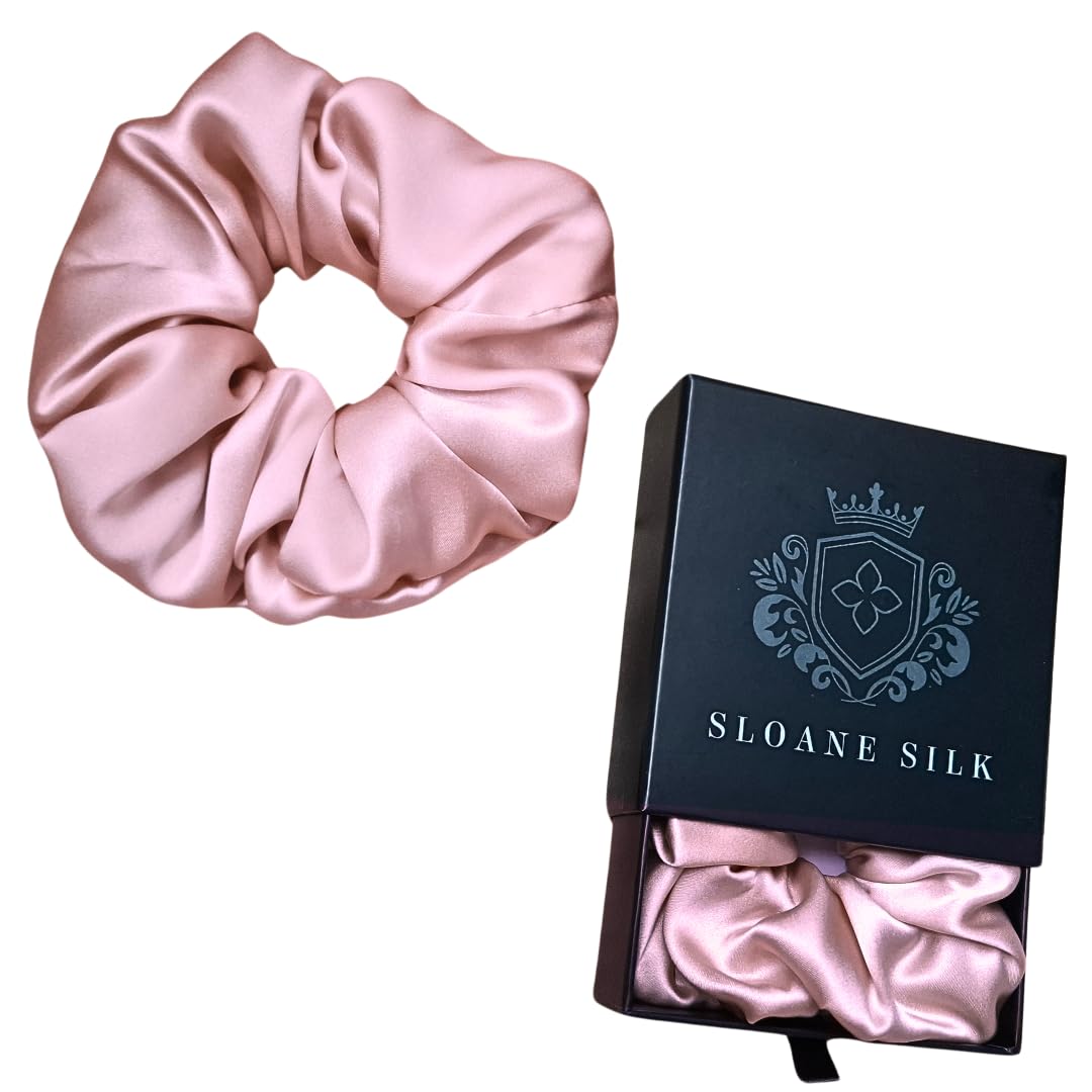 100% Pure Mulberry Silk Scrunchie – Luxury 6A Grade Real Silk Hair Tie, Anti-Frizz & Gentle on Hair, OEKO-TEX Certified, Elegant Gift Box Included