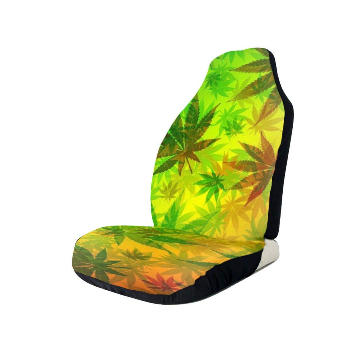 Car Seat Cover Full Set, Marijuana Leaves Rasta Printed Car
