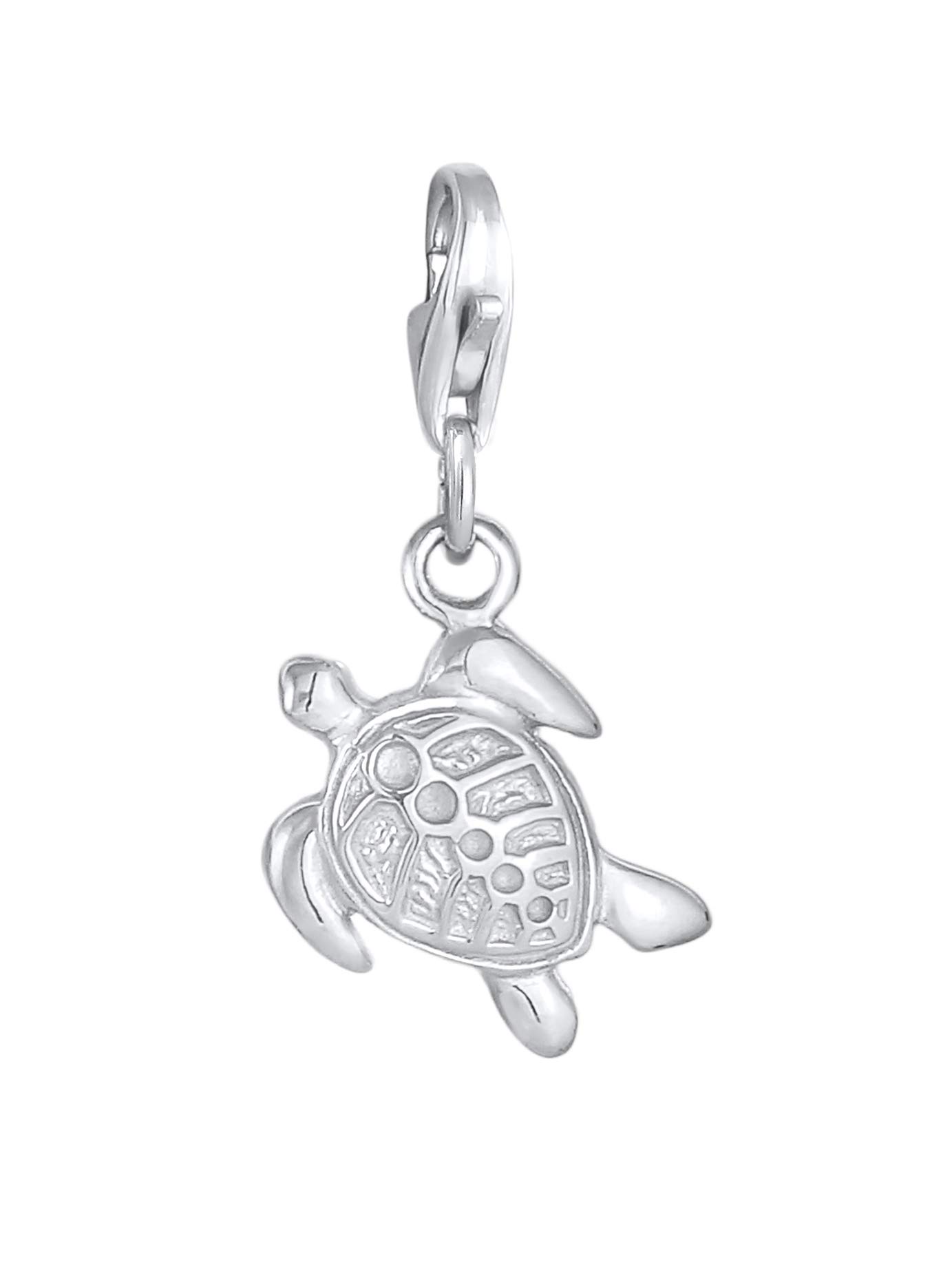 Nenalina 0408312020 Tortoise Carabiner Charm Pendant for Charm Bracelet 925 Sterling Silver, Sterling Silver, Crystal