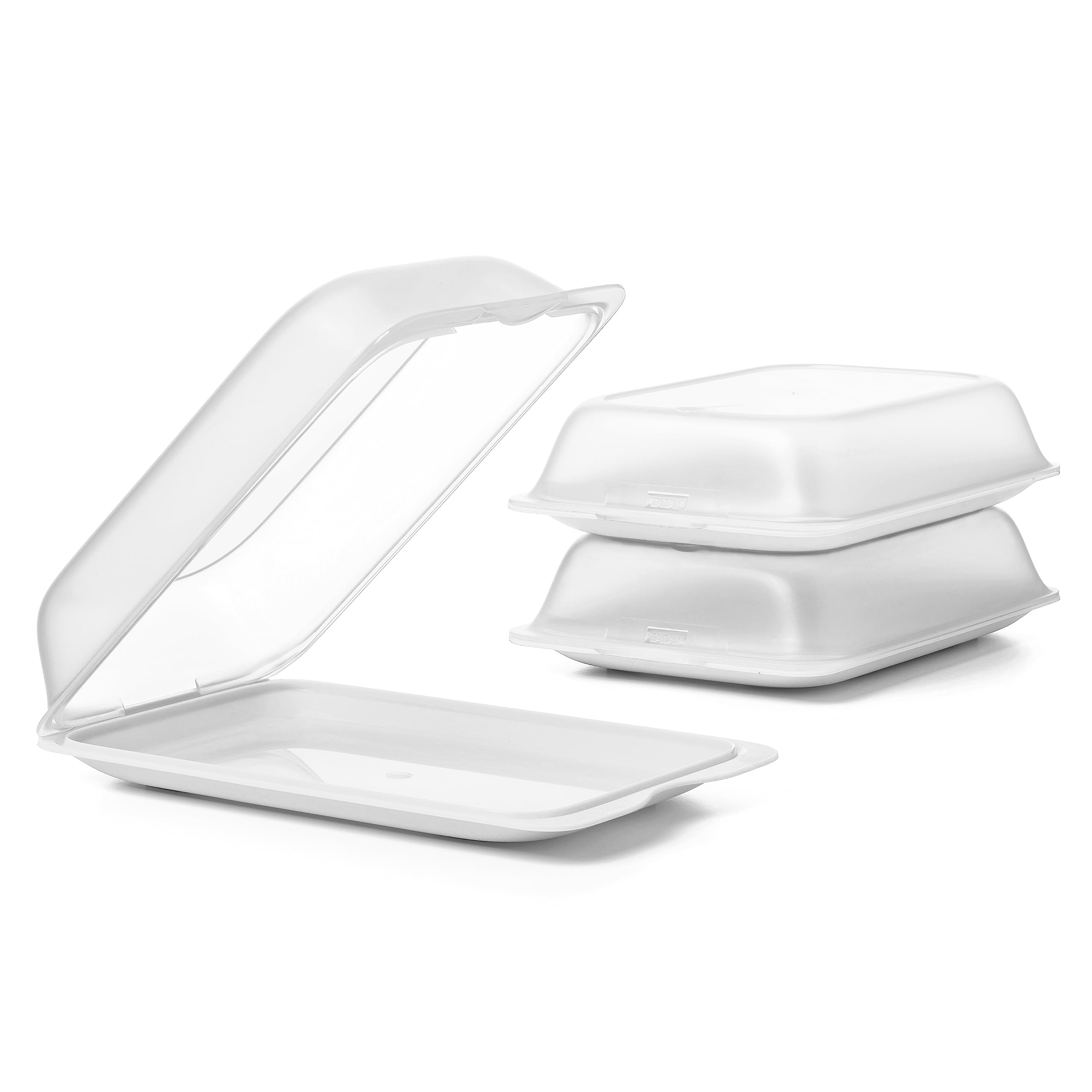 TATAY Cold Meat Containers for Fridge | Set of 3 Maxi | Fridge Storage | Removable Lid, Stackable | Microwave, Freezer and Dishwasher Safe | BPA-Free, 17 x 6,2 x 25,2 cm, Colour White