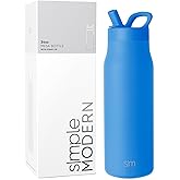 Simple Modern Water Bottle with Straw lid | Insulated Stainless Steel Thermos | Reusable Travel Water Bottles for Gym & Sports | Leak Proof & BPA Free | 34oz, Supersonic Blue