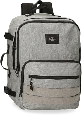 Aris Rucksack für Laptop, Doppelfach, tragbar, 31 x 44 x 17,5 cm, Schulrucksack, Polyester, von Joumma Bags, grau, 25cm x 40cm x 20cm, Rucksack mit Kabine