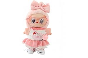 XINBALOVE Labubu Clothes, labubu Outfit, Labubu Keychain Accessories, Cute Kawaii Fashion Skirt Overalls Set 6 Pieces for 15cm & 17cm Labubu, Hats Clothes for Labubu (No Doll)