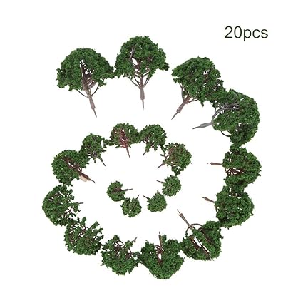 KKmoon 20pcs Mini Plastic Green Trees Scale Architectural Models Train Railways Landscape Scenery Layout Garden Decoration Tree Toys