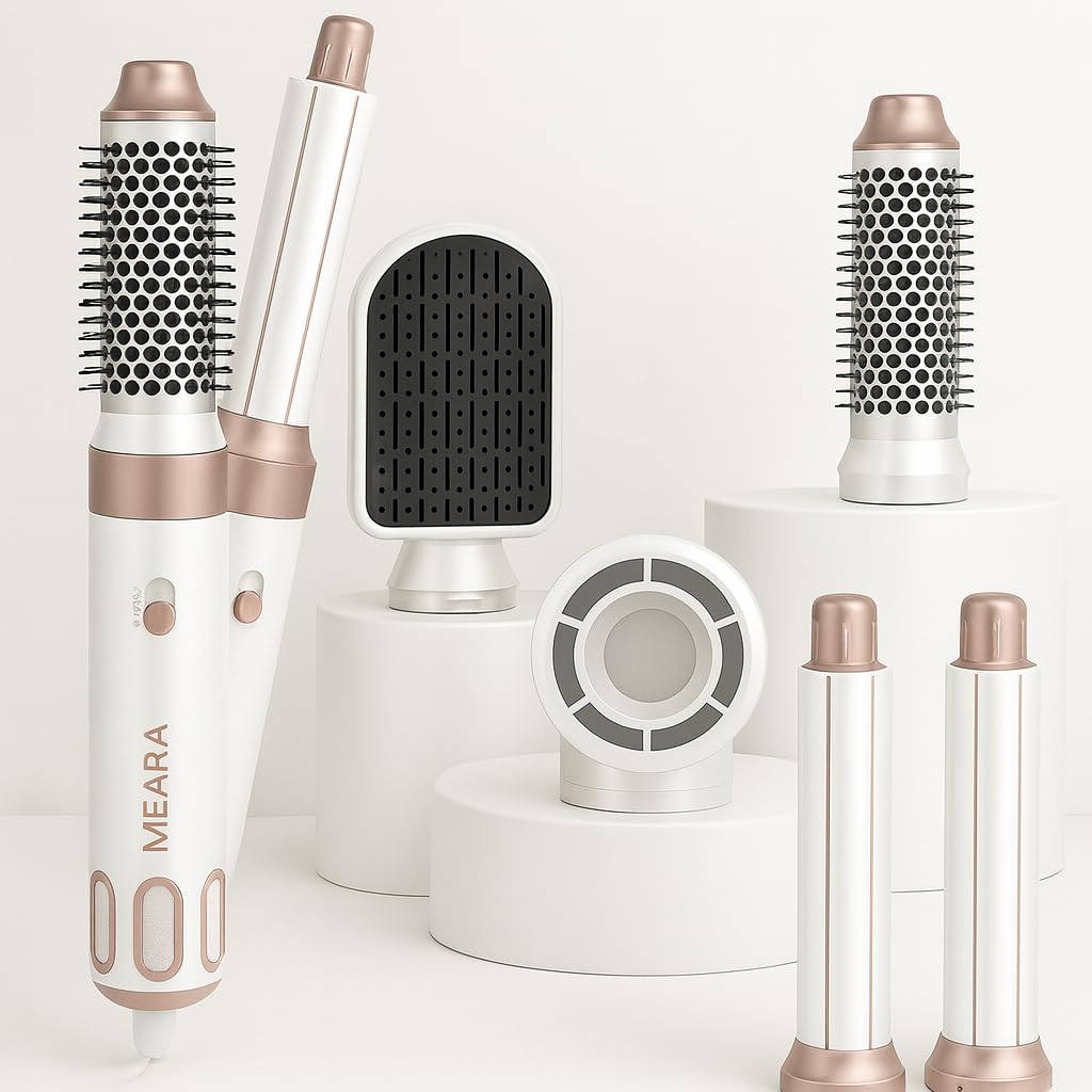 Photo 1 of MIEARA 5 in 1 Hair Air Styler, Ionic Hair Dryer Brush Hot-Air Curlers, Multi Hair Styler, Blow Dryer for Fast Drying Straightening Volumizing Curling Styling (Pink)