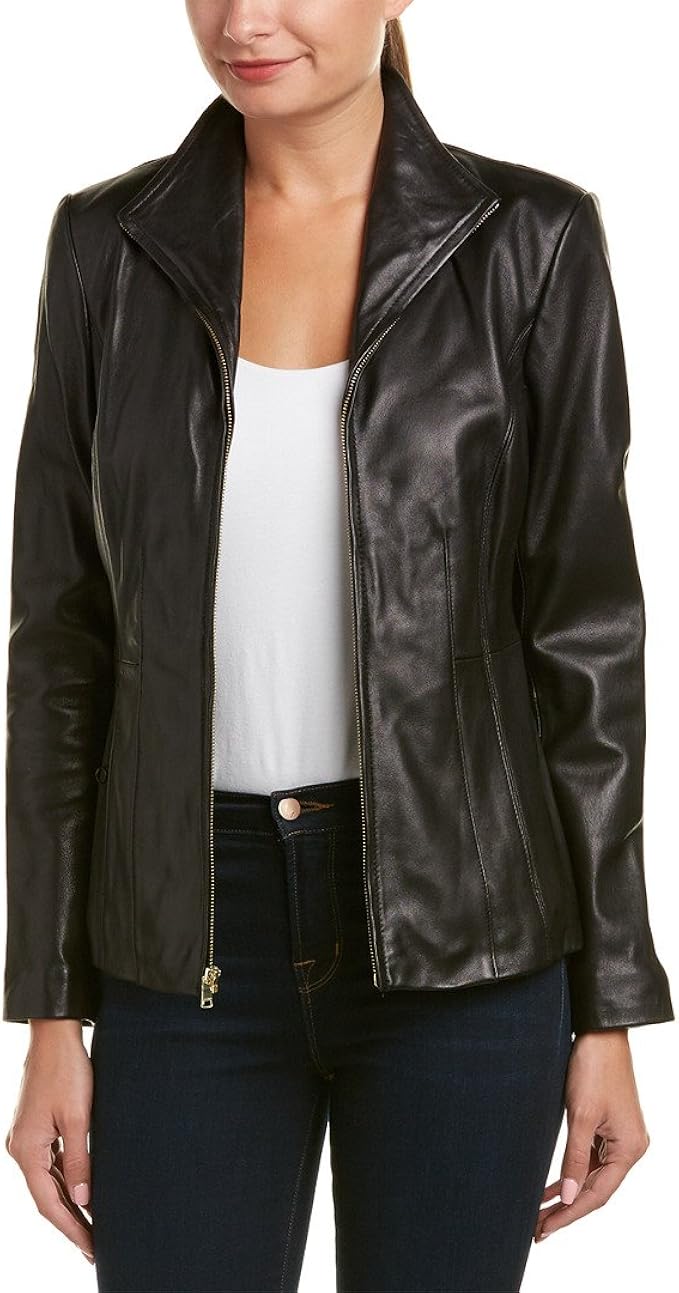 cole haan leather racer jacket