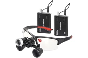 PER4MANCE Dental Magnifying Glasses with Light 2.5X, Rechargeable, Includes Two Batteries & Portable Storage Bag, Suitable for Dentists and Hygienists