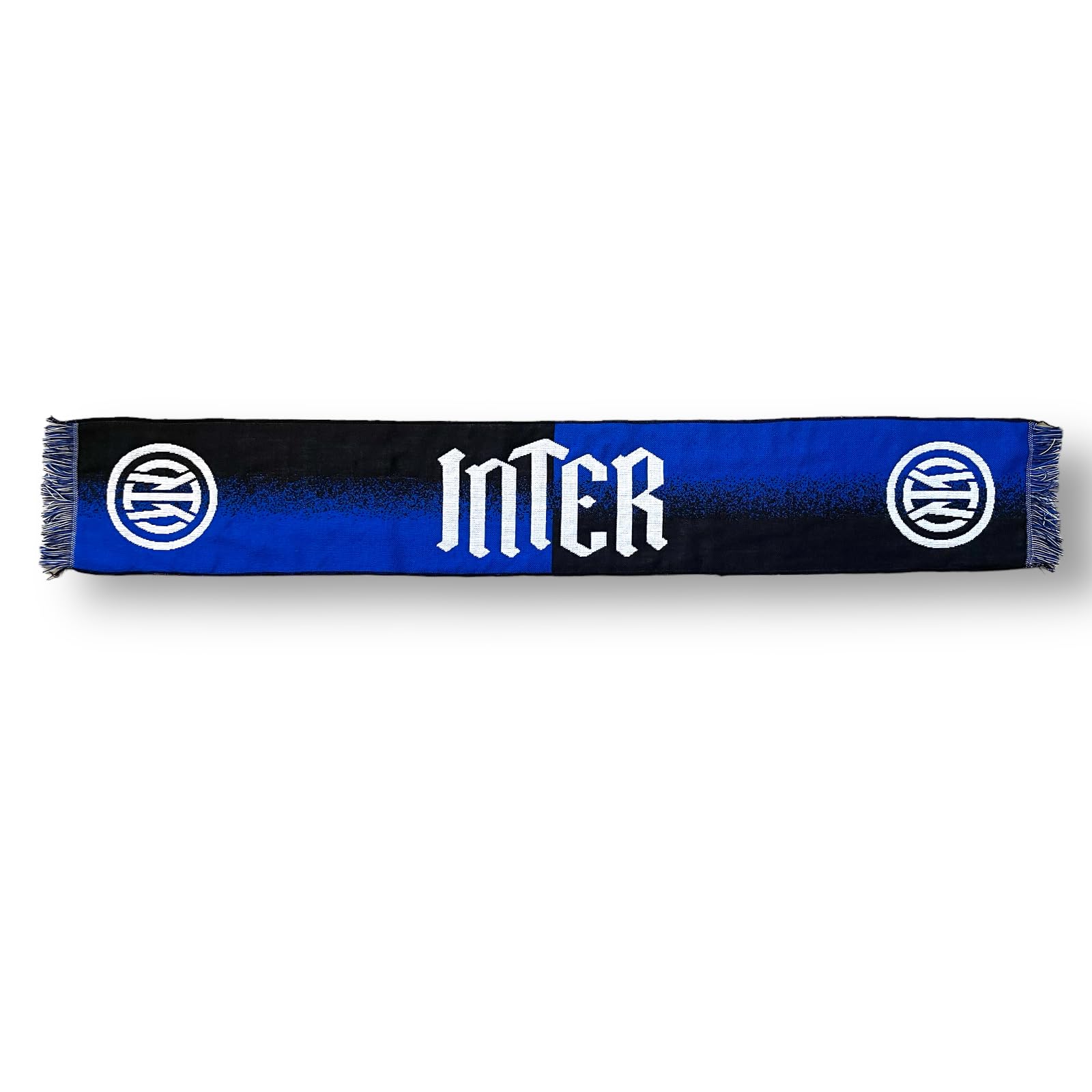 Inter Gothic Limited Edition Jacquard Logo Scarf, Acrylic, Unisex Adult, Black/Blue/White, One Size