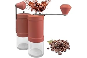EZLUCKY Portable Manual Coffee Grinder, Stylish Macaron Color Palette Design (Peatch Pink), Conical Burr with Adjustable Settings for Smooth Grinding, Perfect for Espresso at Home, Office, or Camping