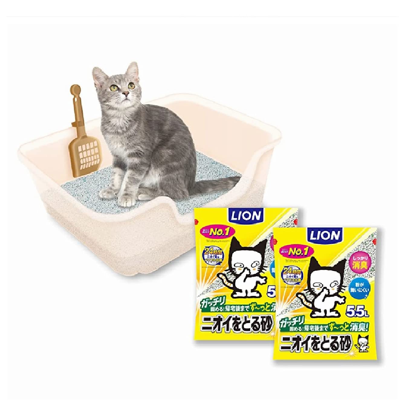 ライオン 猫トイレ ニオイをとる砂 無香料 5.5L×2袋セットの商品画像