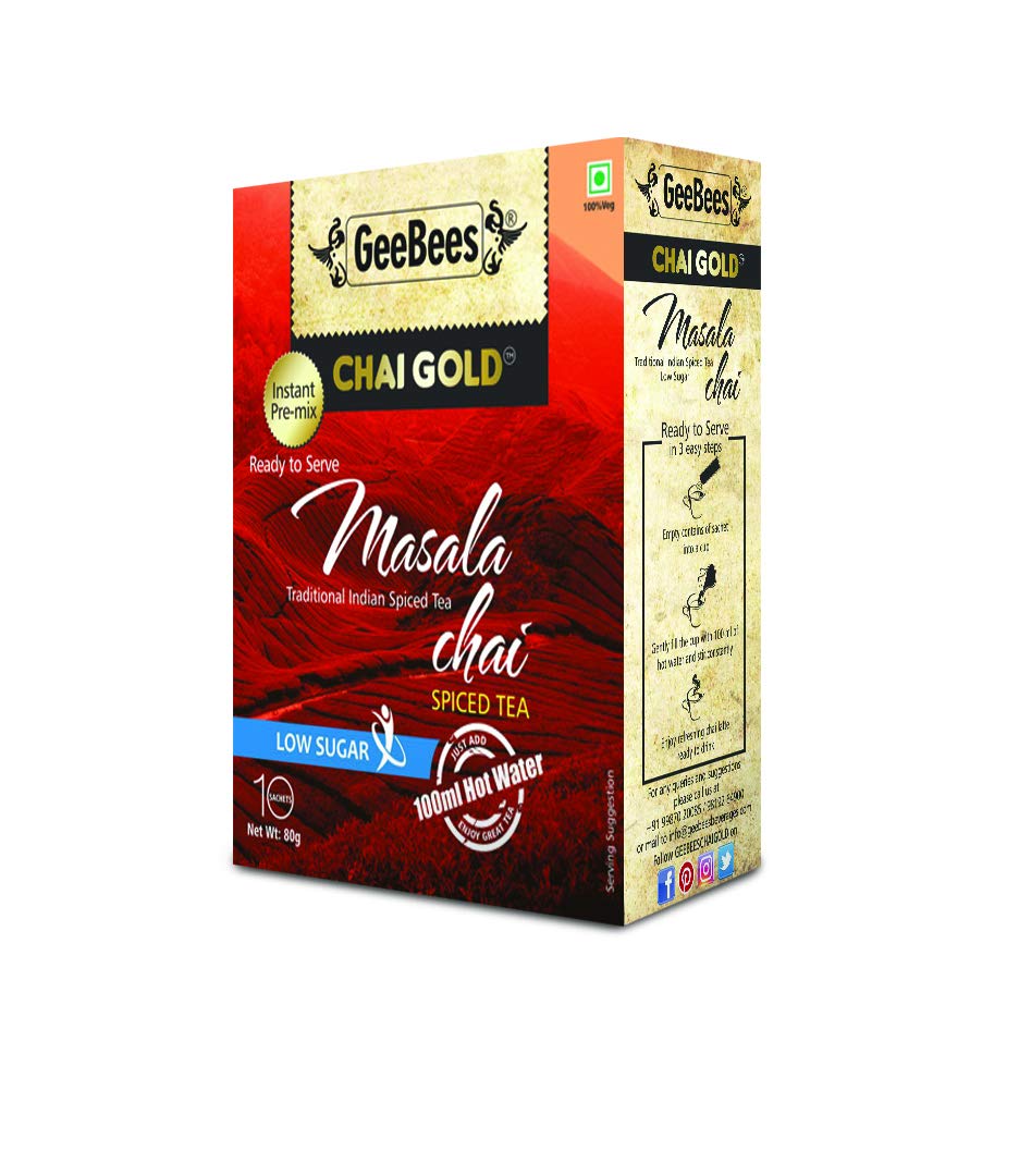 GeeBees Chai Gold Instant Premix Masala Tea Low Sugar 80g Amazon.in