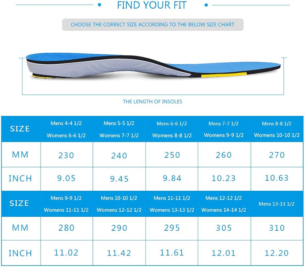 wernies Running Shoes Inserts for Men Women, Athletic Arch Comfort Insole: Shoes