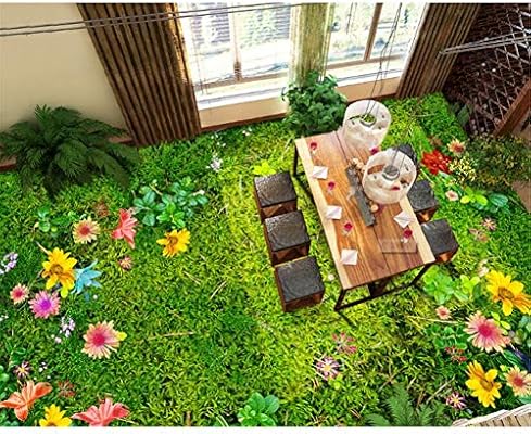 Gudojk Mural Flowers Grass Lawn 3d Floor Tiles Three Dimensional