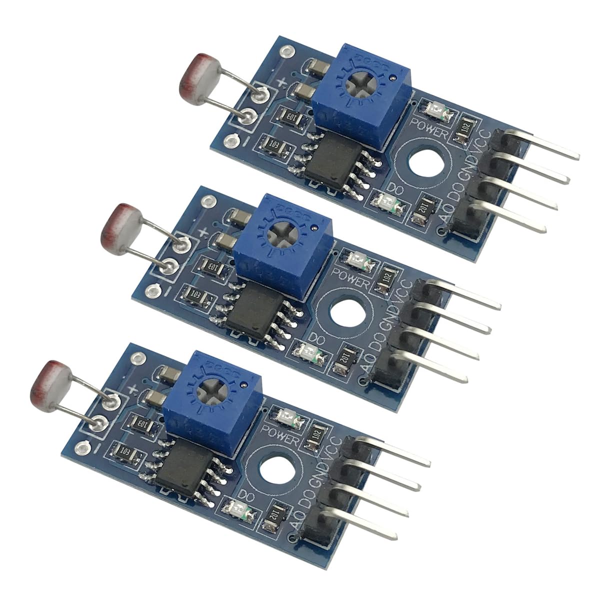 Photo 1 of ****ONLY ONE**** VKLSVAN 3PCS Photosensitive Sensor Module Digital Light Intensity Detection Light Sensor Photosensitive diode Photoresistor Module 4pins DC 3.3-5V LM393 Comparator