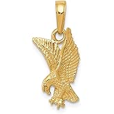 Solid 14k Yellow Gold Eagle Landing Pendant (19mm x 9mm)