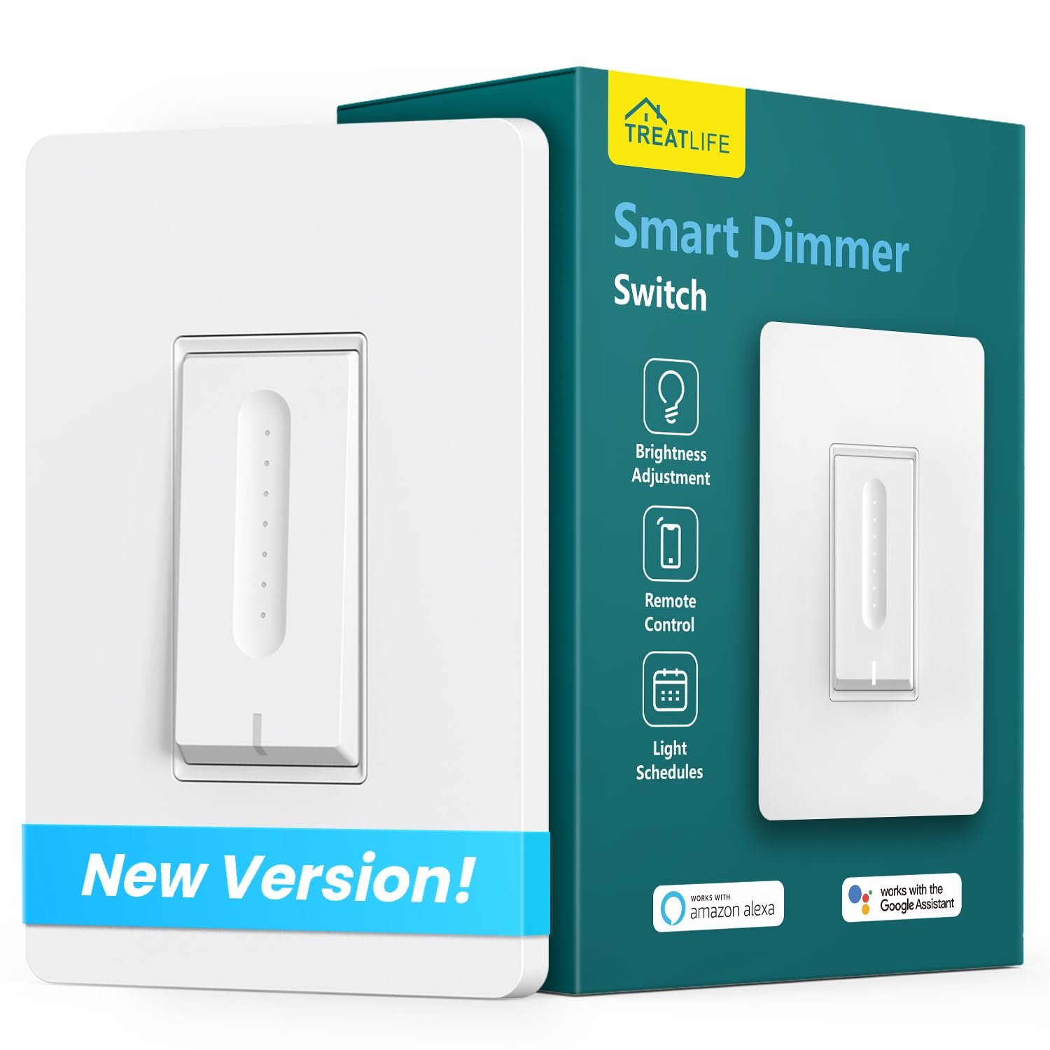 Photo 1 of [New Version] TREATLIFE Smart Dimmer Switch, 2.4GHz WiFi Single-Pole Dimmable Smart Light Switch Compatible with Alexa, Google Home, Sleep/Wake Timer, Customizable Indicator, Neutral Wire Required