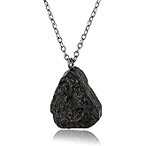 GEMSYMPHONY Raw Gemstone Necklace – Natural Crystal Pendant 15-25mm on Black Plated Chain – Boho Healing Jewelry for Women – Unique Chunky Stone Necklace – Gift for Her