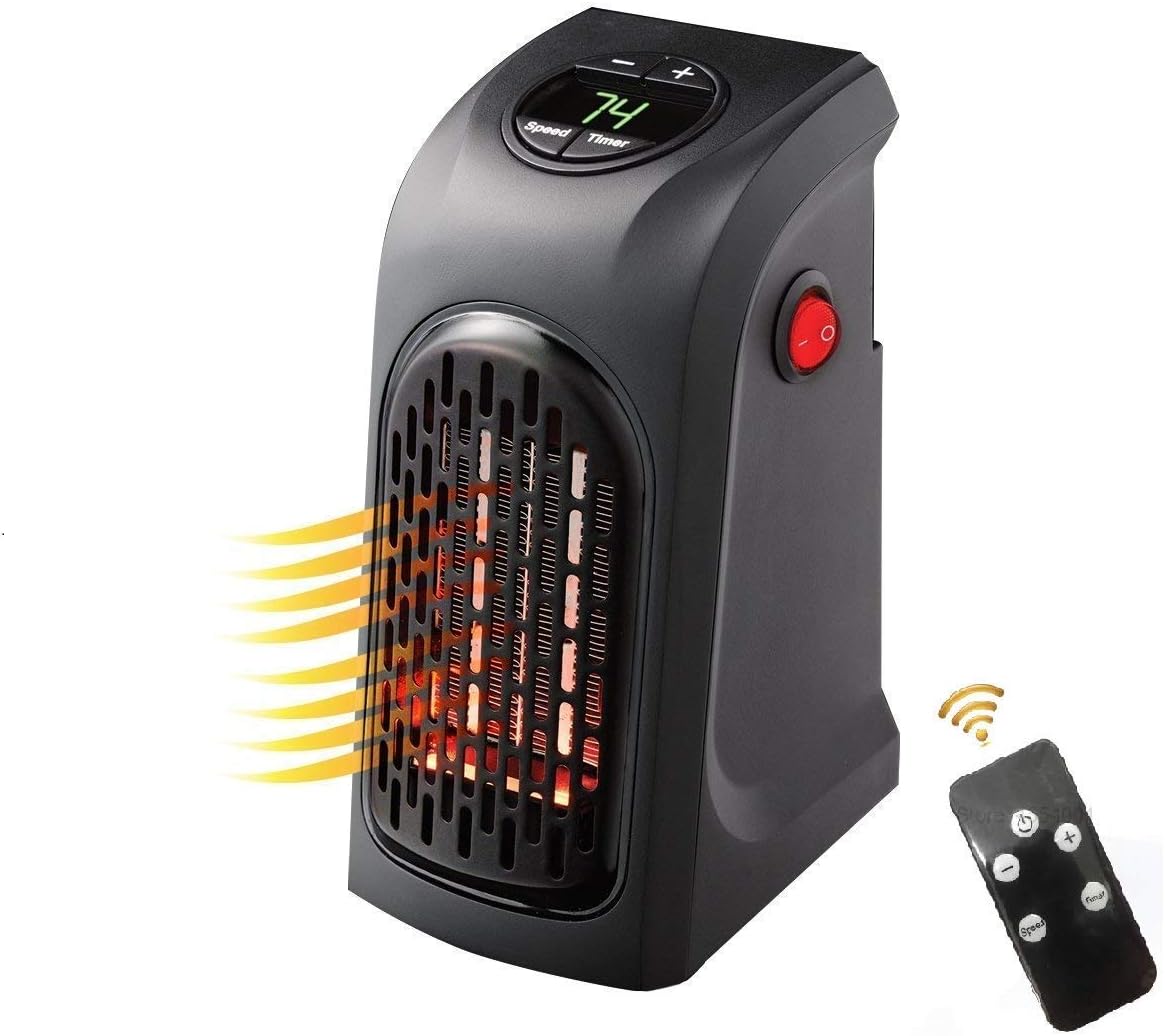 Jukkre Portable Mini Handy Heater, 400W Handy Heater Compact Digital Electric Heater Fan Wall-Outlet Handy Air Warmer Blower Adjustable Timer Digital Display for Home/Office/Camper