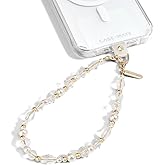 Case-Mate Beaded Phone Charm - Detachable Anti Theft Strap - Hands-Free iPhone Wrist Strap for Women - Phone Chain Wristlet - Fits Galaxy, Pixel and More - Crystal Pearl Gold