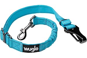 12"-37" Wuglo Dog Seat Belt - Dog Car Harness for Child Safety Seat - Hook Latch Bar & Seat Belt Buckle - Adjustable Universal Dog Seatbelt for Car Travel (Blue)