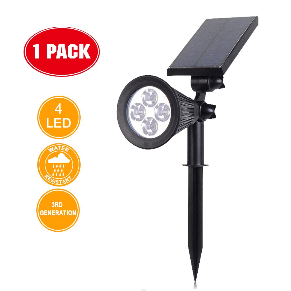 Solar Powered SpotlightsOutdoor Waterproof and Adjustable Security Wall Night Lighting
