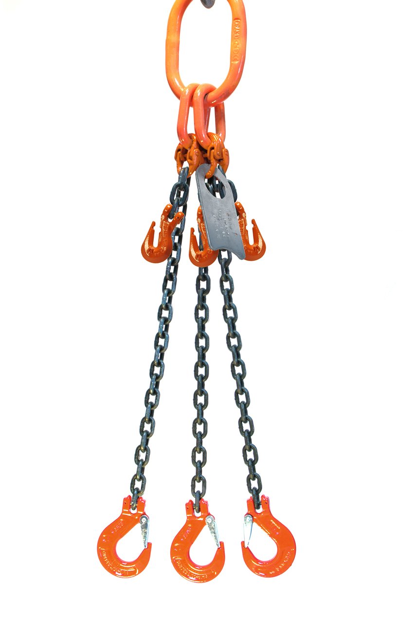Chain Sling 1/2" x 6' Triple Leg with Sling Hooks and Adjusters
