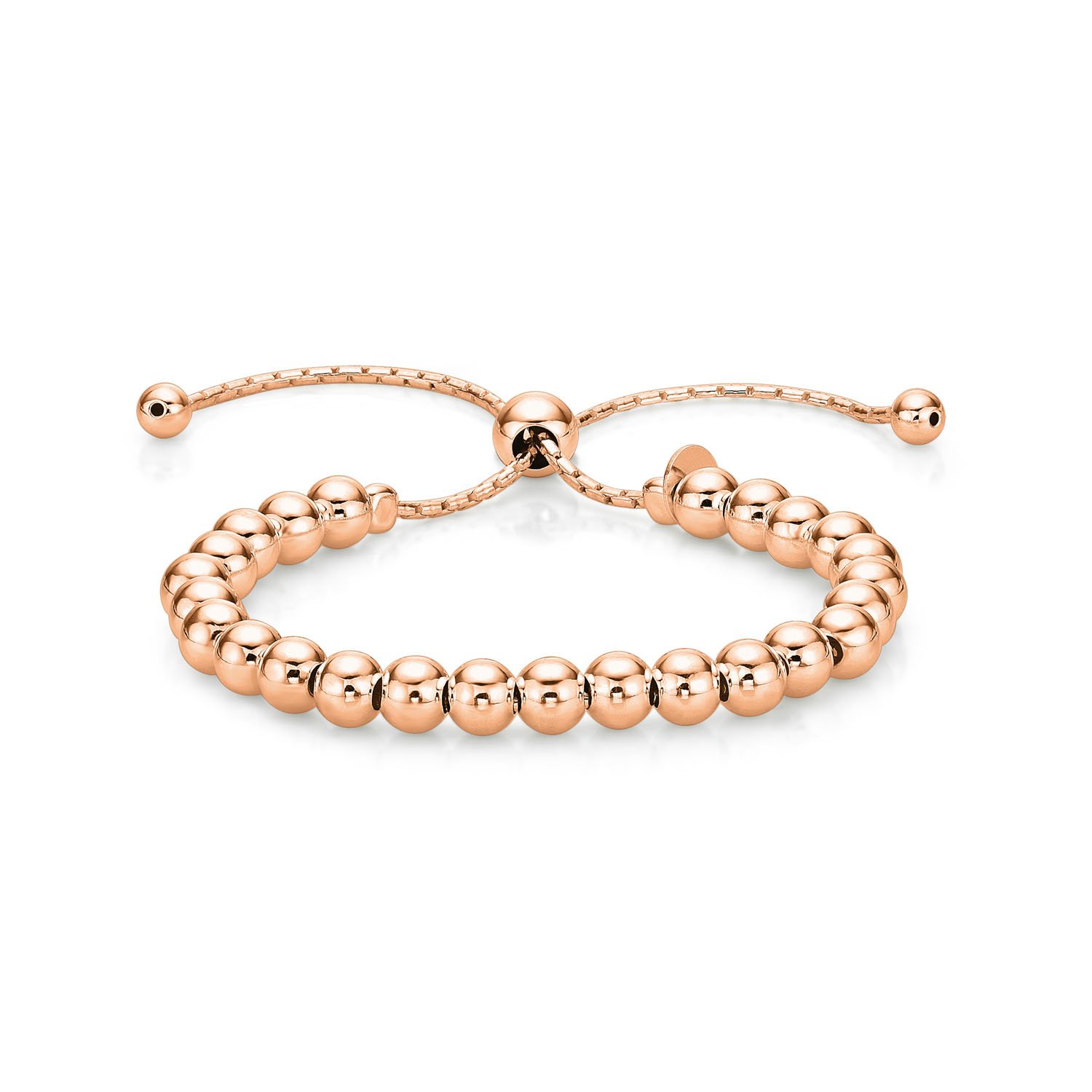 Diamond Treats Ladies Rose Gold Bracelet for Women and Teen Girls, 925 Sterling Silver Fashionable Italian Design Ball Bracelet, Adjustable Ladies Bracelet, Rose Gold Jewellery Gift for Women.