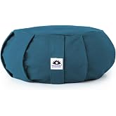 Waterglider International Meditation Cushion, Round, Buckwheat Husk Filled, Floor Pillow or Cushions, Yoga Seat, Zafu, Made in the USA