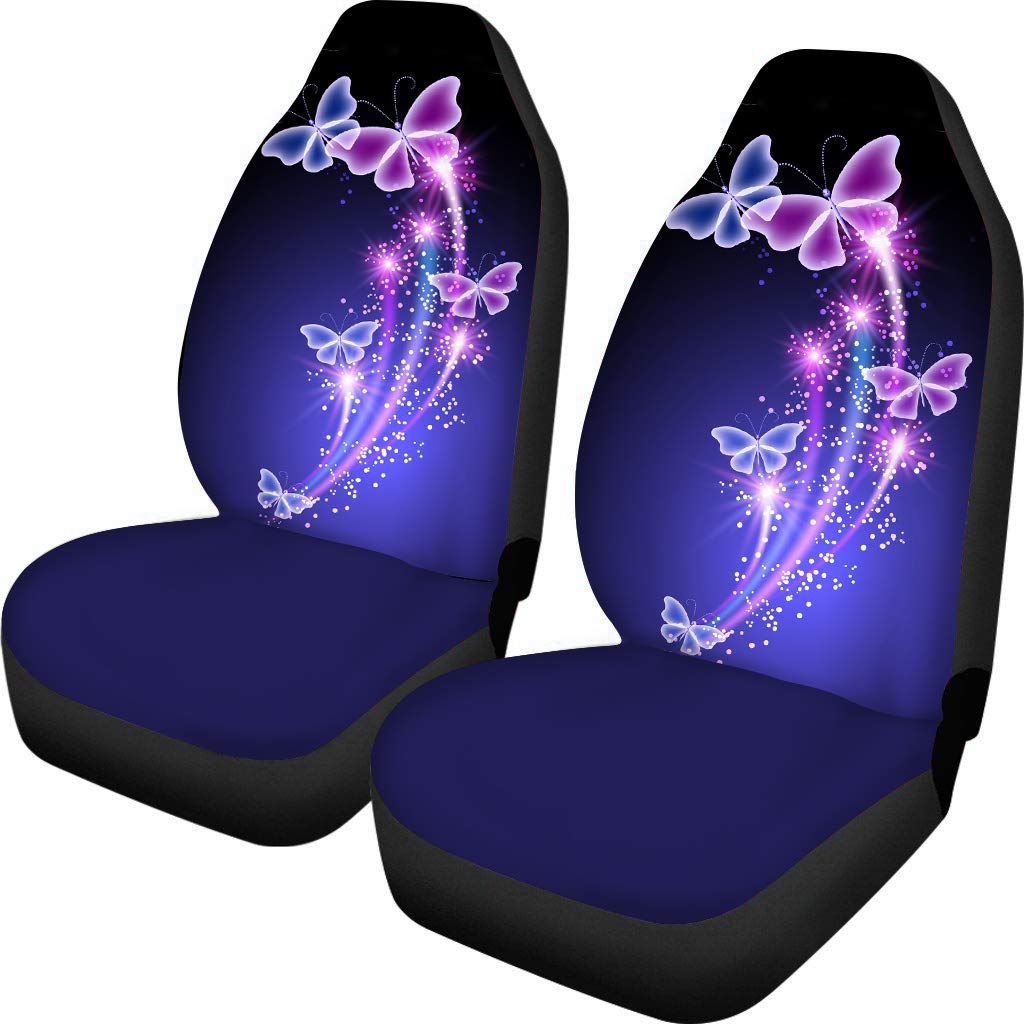 HUGS IDEA Auto Front Seat Covers for Women Ladies Girl Female Dream Butterfly Protector Case Purple