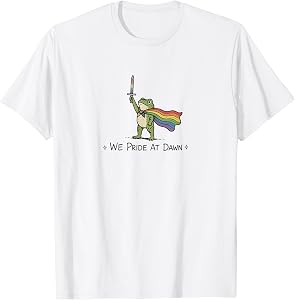 Funny LGBTQ Month We Pride At Dawn Frog Warrior Rainbow T-Shirt