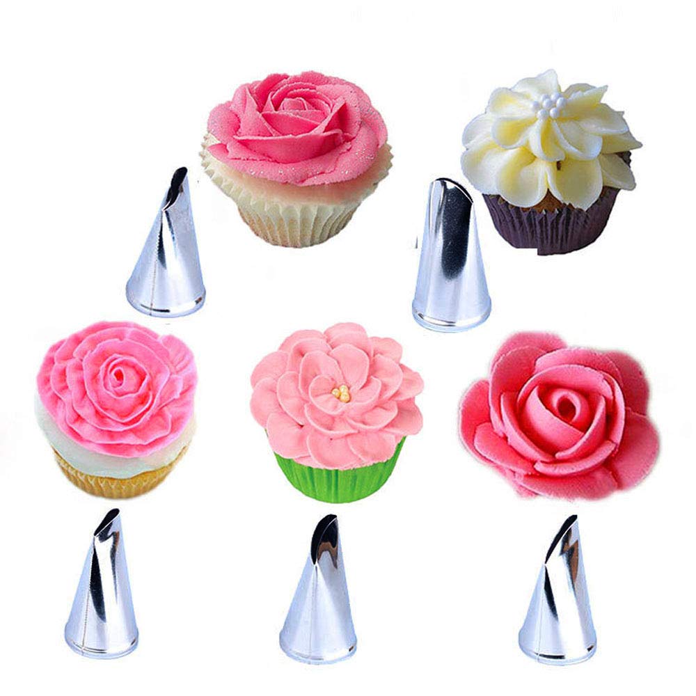 BLUGUL Rose Piping Nozzle, 10pcs Piping Tips, Flower Pastry Cake Cupcake DIY Decorating Tool, Rose