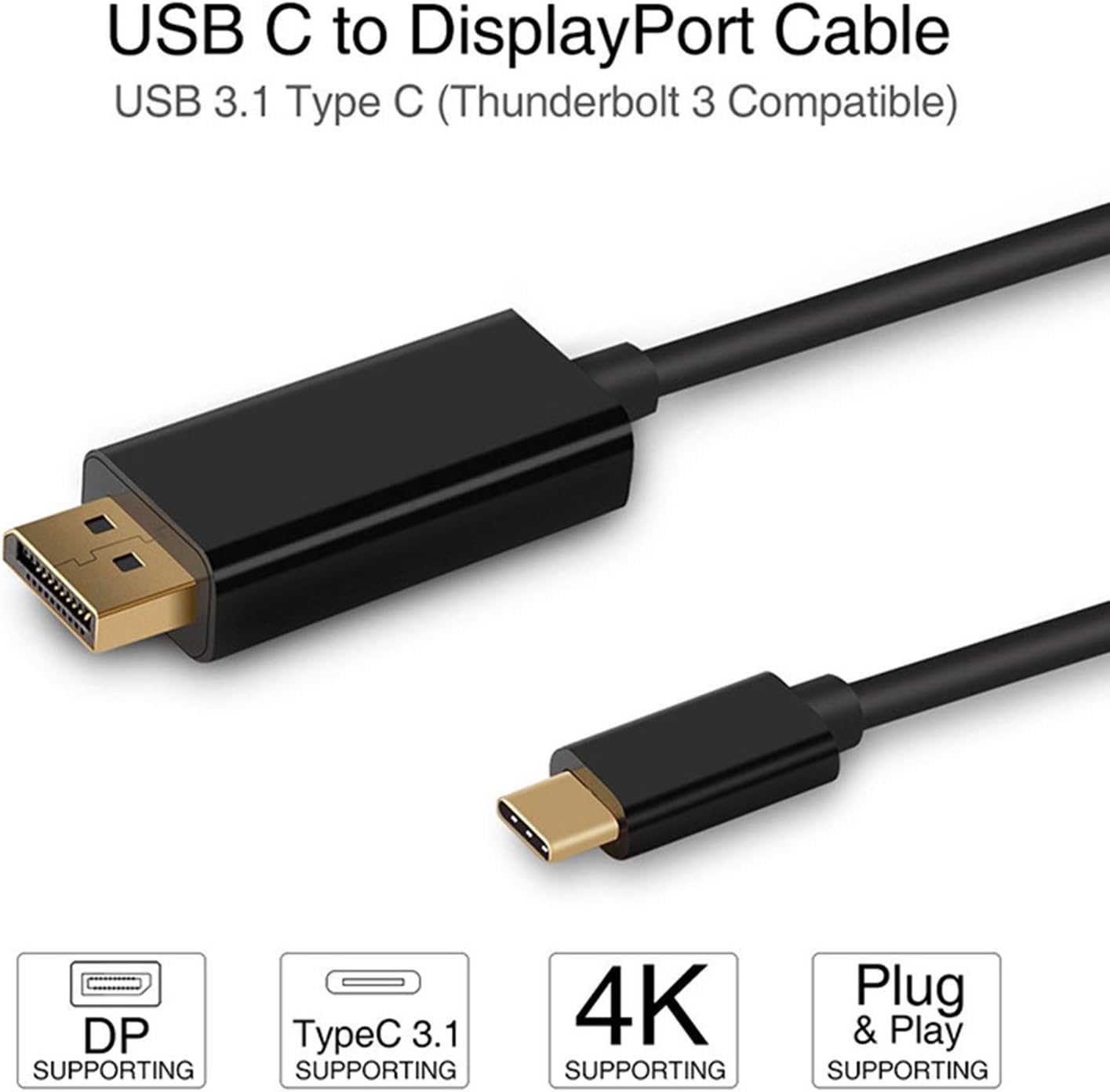 YMY 4K 60Hz USB TYPE C TO DisplayPort Cable 1.8m 4K*2K USB 3.1 to DP UHD Converter Cable for MacBook Pro iMac, XPS Laptop - Image 5