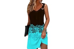 KIPFALL Vintage Floral Printed Summer A-Line Elegant Dresses Womens Beach Sundress Ladies Casual Boho Tank Dress