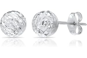 TILO JEWELRY 14k White Gold Diamond-cut Ball Stud Earrings…