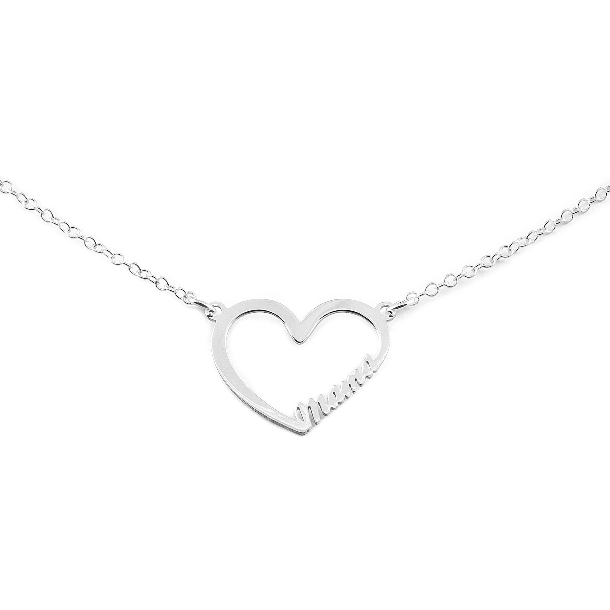 Monde Petit 925 Sterling Silver heart mama necklace