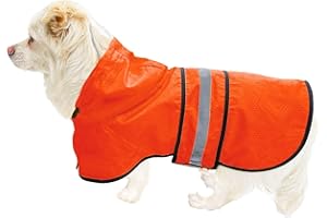 DADANFLY Dog Raincoat Waterproof Reflective Slicker - Lightweight Breathable Hooded Poncho Rain Coat Jacket with Adjustable Belly Strap and Leash Hole for Small Medium Large Dogs (Orange, X-Small)