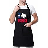 XBPDMWIN Funny Aprons for Men - I Love Texas BBQ - Texas Aprons for Men with Pockets - Mens Apron Cooking BBQ Gift for Father’s Day/Birthday