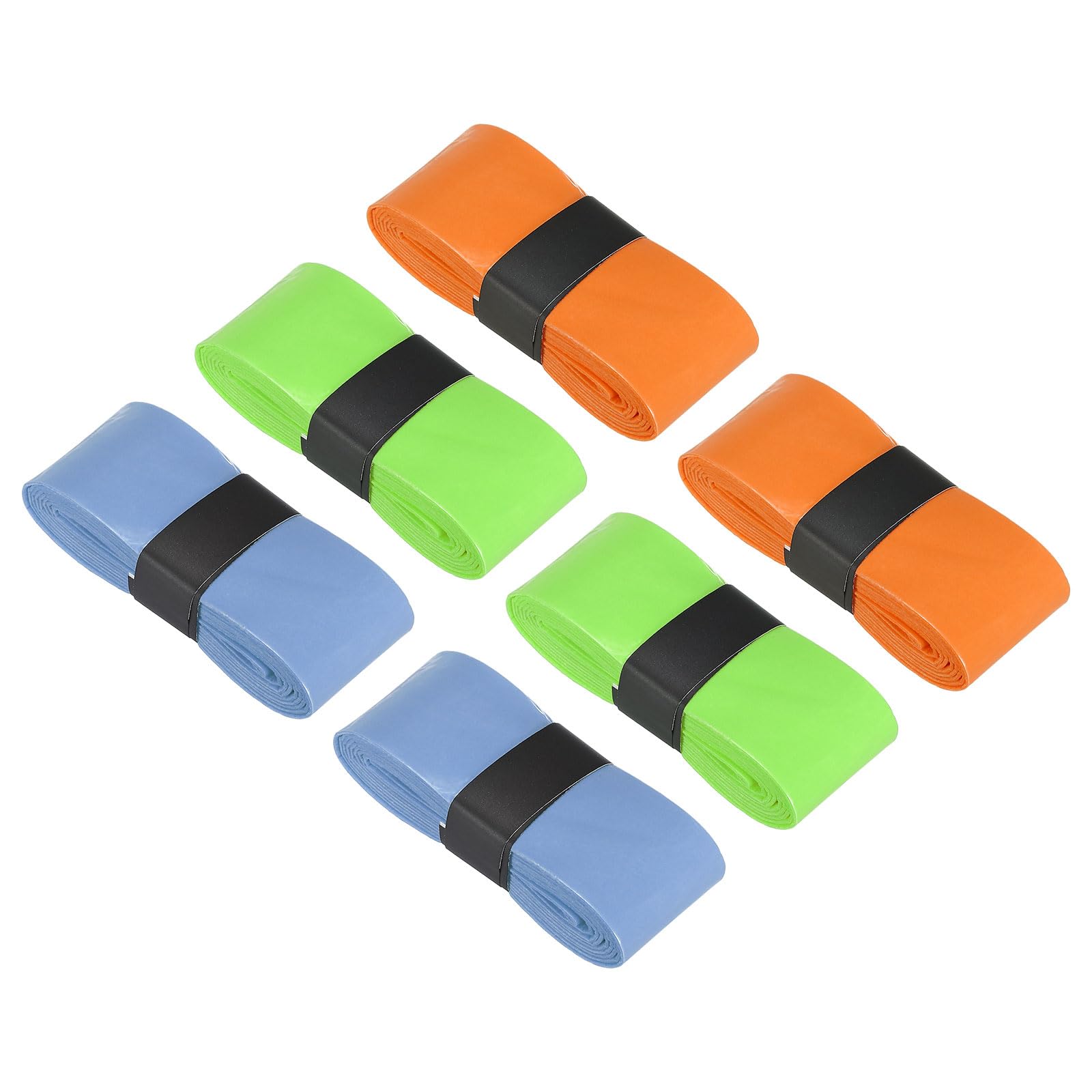 PATIKIL 43.3" Tennis Racket Grip Tape, PU Overgrip Stretchy Non-Slip Absorb Sweat for Badminton Fishing Rod, Sky Blue Orange Fluorescent Yellow