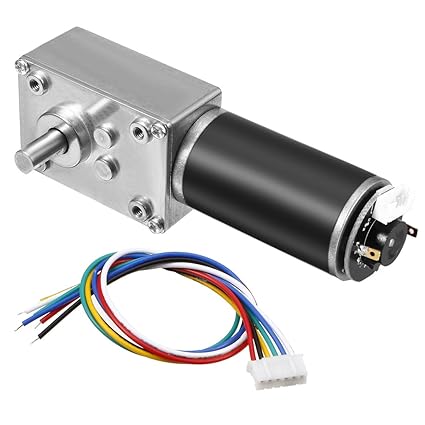 Sourcingmap Automatischer Schneckenmotor mit Encoder und Kabel, Gleichstrom, 24 V, 111 U/min, 16 kg