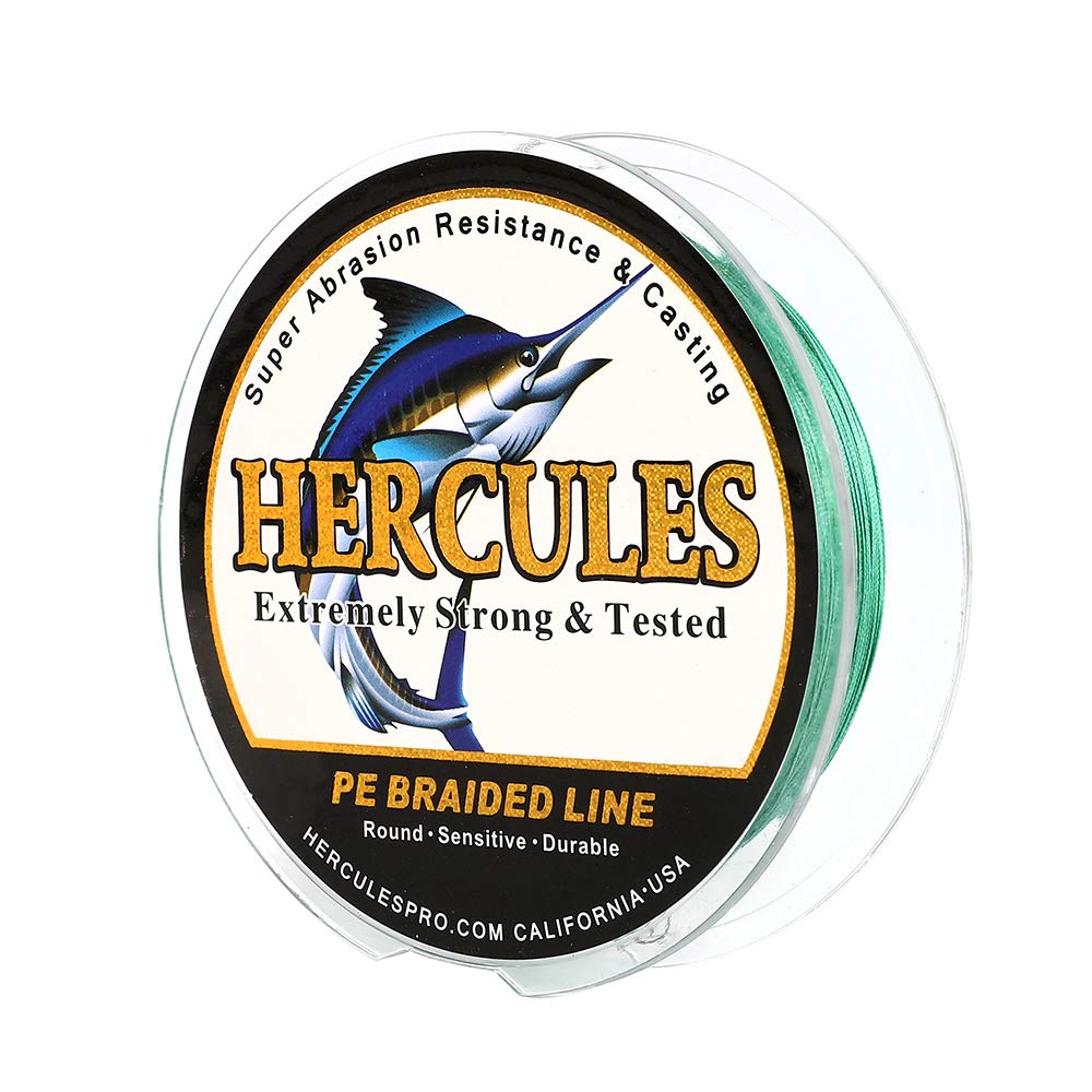 Hercules Super Cast 300M 328 Yards Braided Fishing Line 10 LB Test for Saltwater Freshwater PE Braid Fish Lines Superline 8 Strands - Green, 10LB (4.5KG), 0.12MM