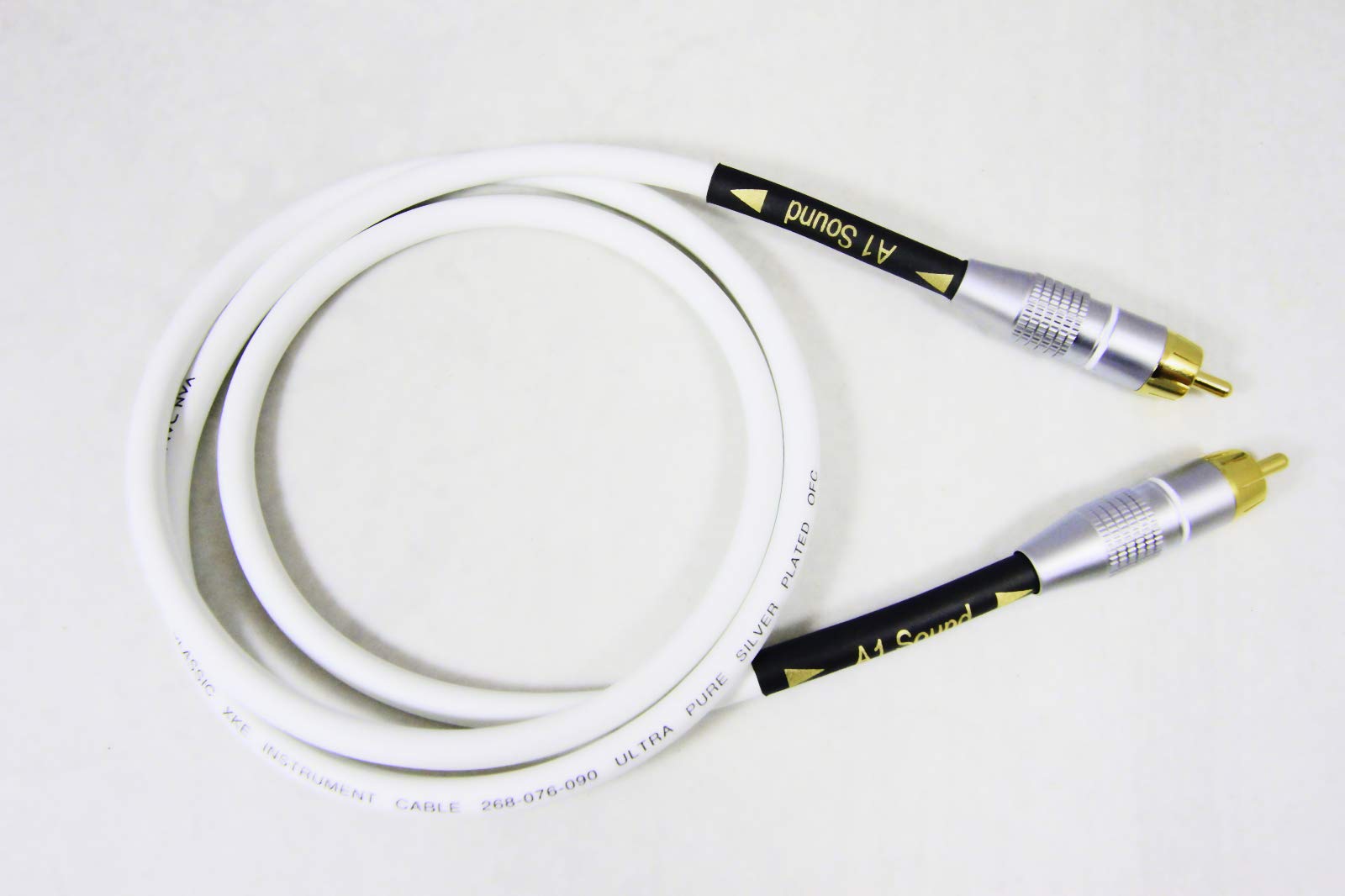 A1 Sound Van Damme White Ultra X Subwoofer Cable 2 Metre Single Length Terminated With HQ Gold Plated RCA Phono Plugs