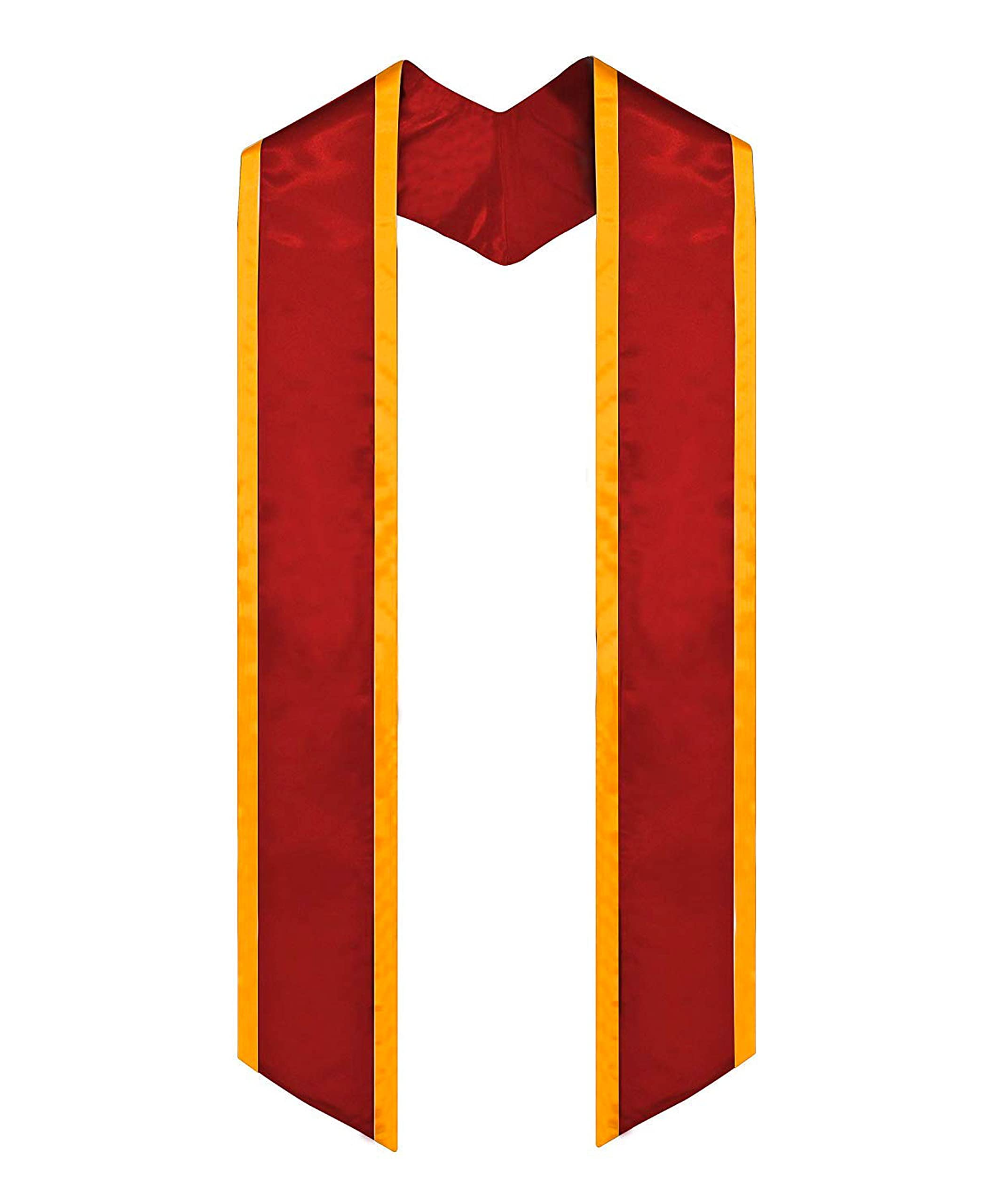 Photo 1 of SAMDEEMI Adult Plain Graduation Honor Stole Sash Angled End With Trim 72" Long, red and gold trim