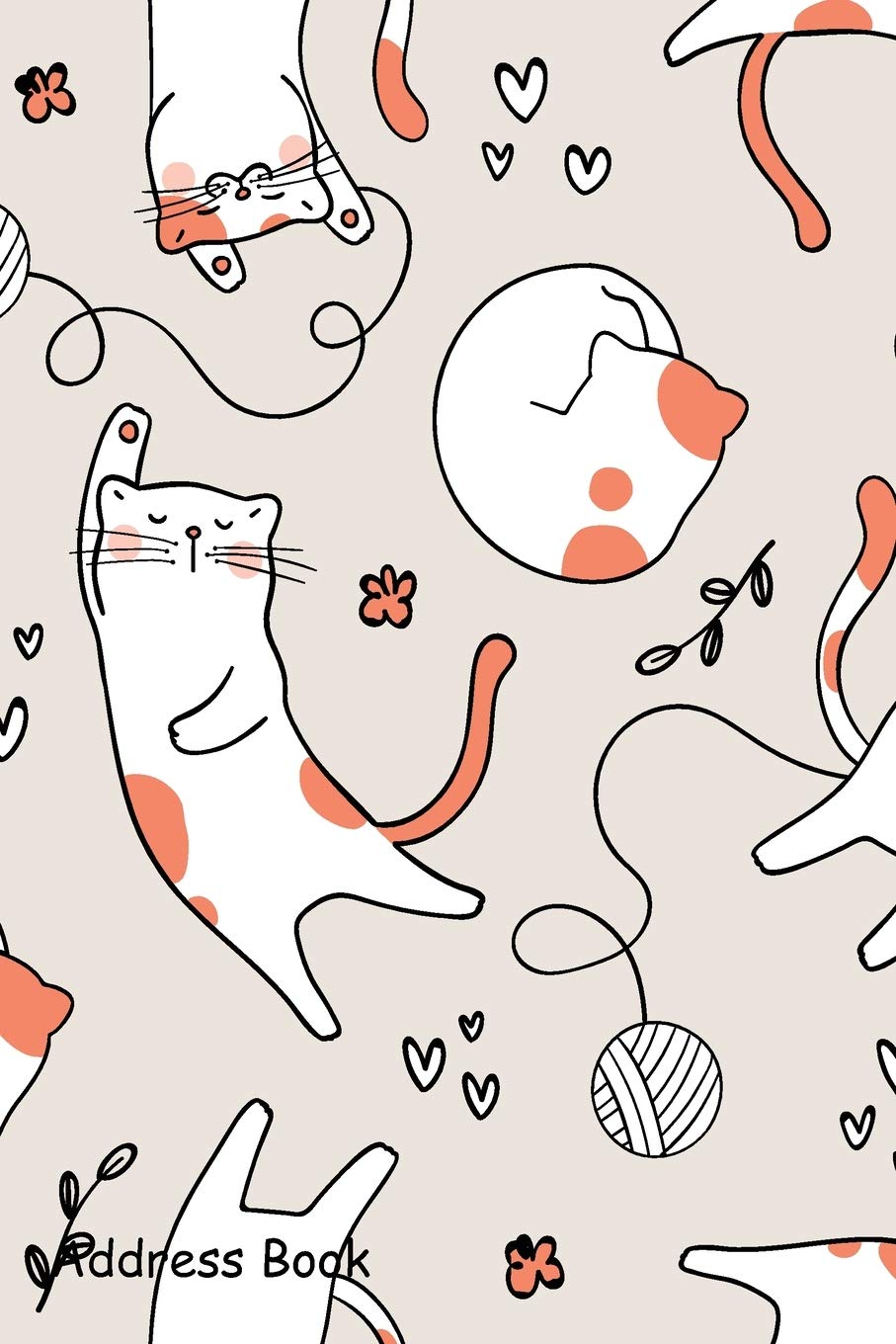 Address Book: For Contacts, Addresses, Phone, Email, Note,Emergency Contacts,Alphabetical Index With Cute cat on brown pastel