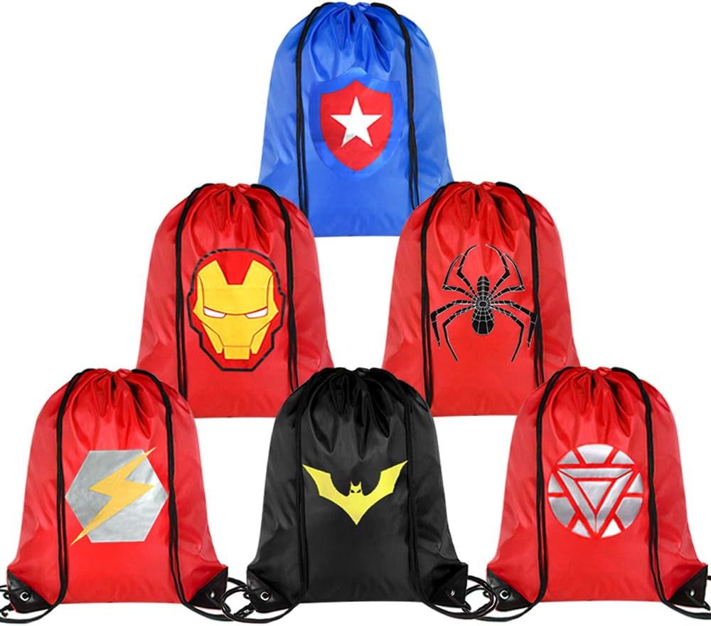 superhero drawstring backpacks
