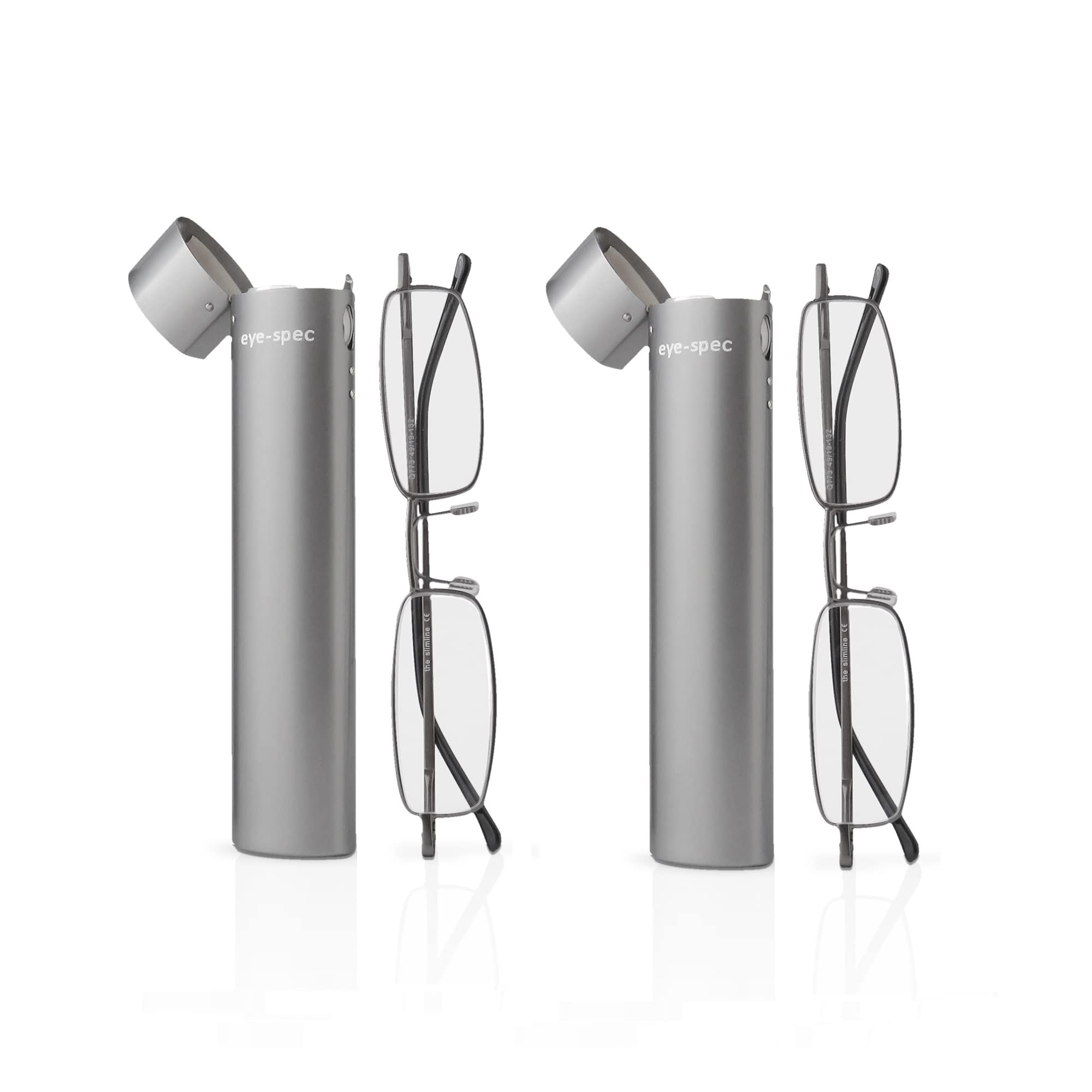 eye-spec (2 Pairs) Reading Glasses – Ultra-Light Black Frames with Thin Tube Travel Cases | Stylish Portable Design for Men and Women (1.5)