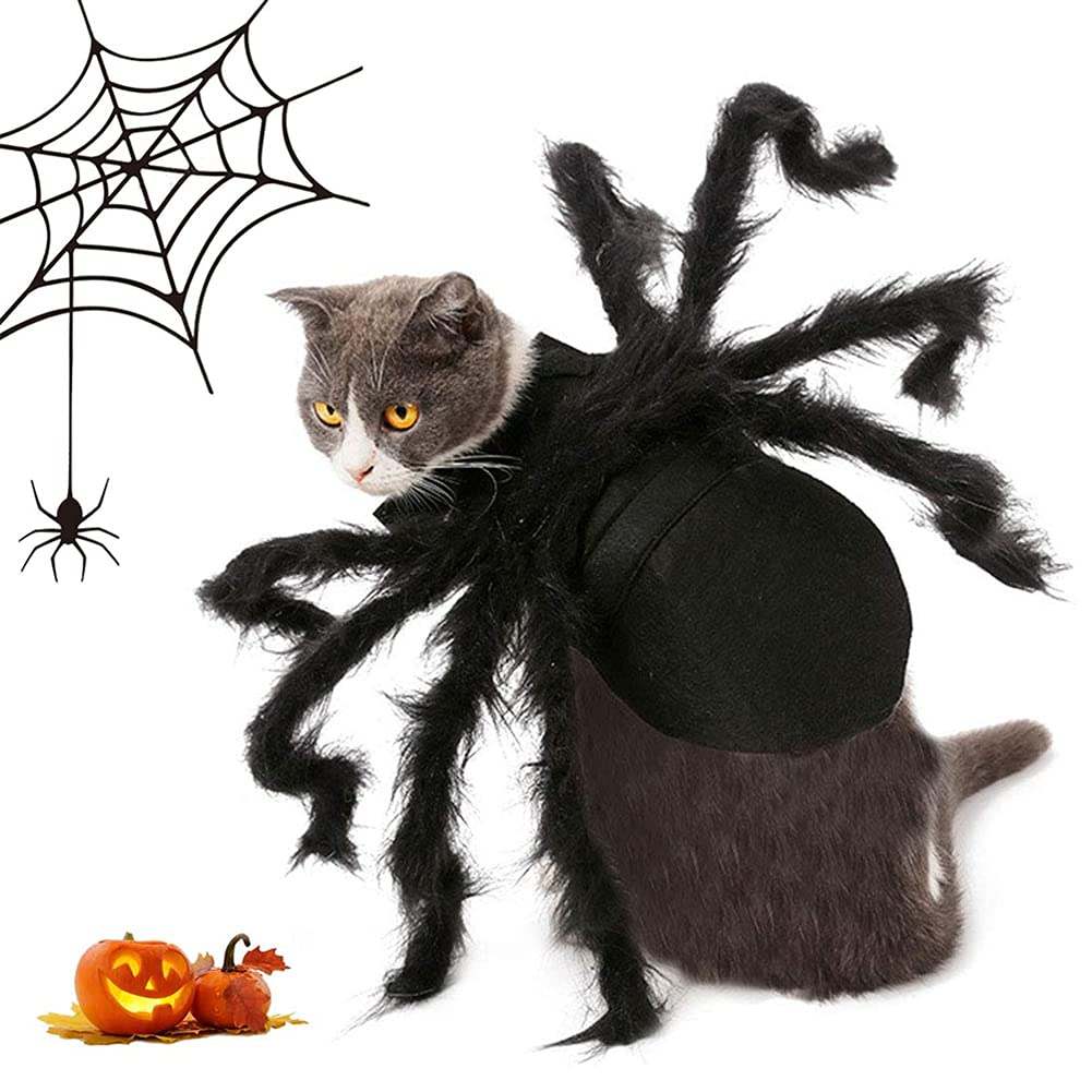 CXING Dog Cat Spider Costume for Halloween Party Decoration, Halloween Cosplay Costumes for Small Dogs and Cat, Puppy Cat Dress Up Accessorie (S)