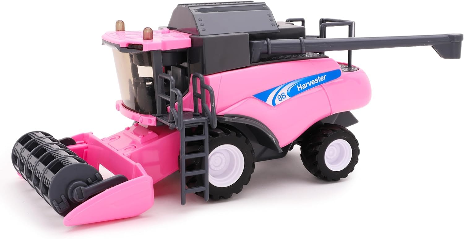 Toyland® 1:32 Scale Friction Powered Pink Combine Harvester Toy Vehicle - Farm Toys - 25cm x 11cm (9.8" x 4.3")