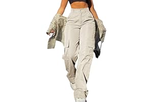 SDNGED Cargo Pants for Women High Waisted Casual Pants Work Pants Baggy Stretchy Wide Leg Y2K Streetwear with Pockets